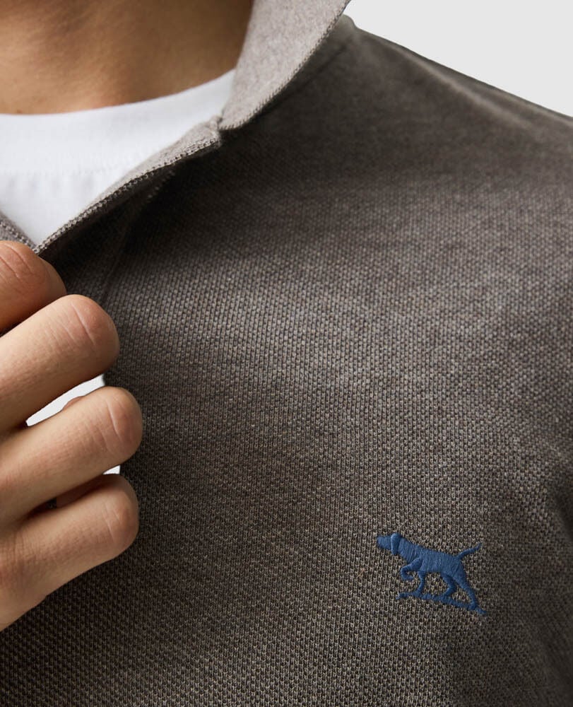 Rodd & Gunn - The Gunn Polo - Mocha - MULTIBUY featuring blue pointer dog logo on the chest and stylish collar.