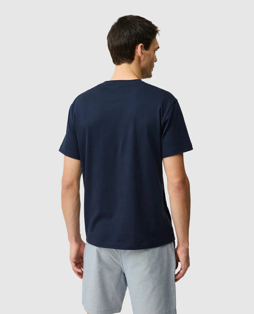 Rodd & Gunn - The Gunn T-Shirt 2.0 - Midnight - MULTIBUY on a model showcasing the back view.