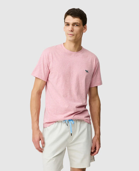 Rodd & Gunn - The Gunn T-Shirt 2.0 - Orchid - MULTIBUY displayed on a model wearing light shorts.