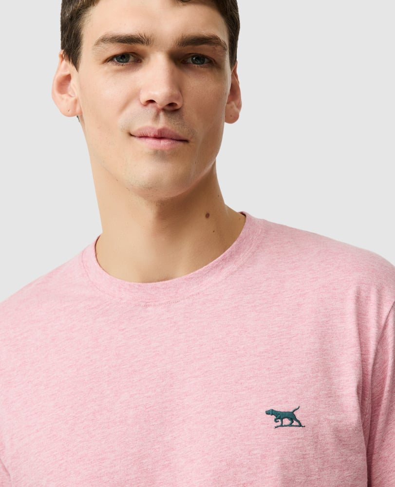 Rodd & Gunn - The Gunn T-Shirt 2.0 - Orchid - MULTIBUY worn by a model, showcasing the classic crew neck style.