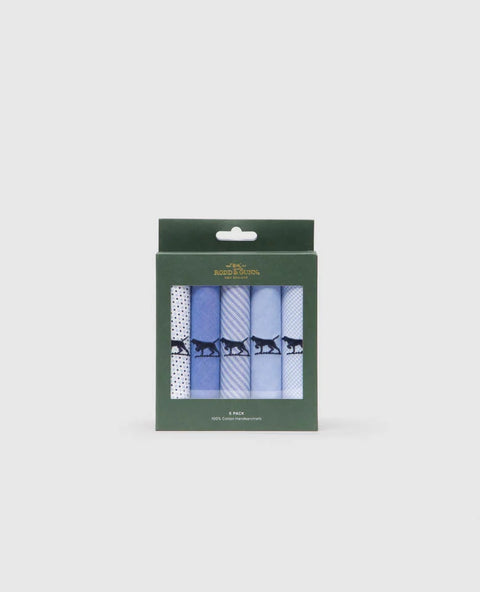 Rodd & Gunn - The Gunner Handkerchief 5 Pack - Light Blue Multi