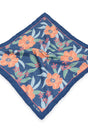 M.J. Bale - Hana Pocket Square - Navy featuring exclusive floral prints on fine silk twill.