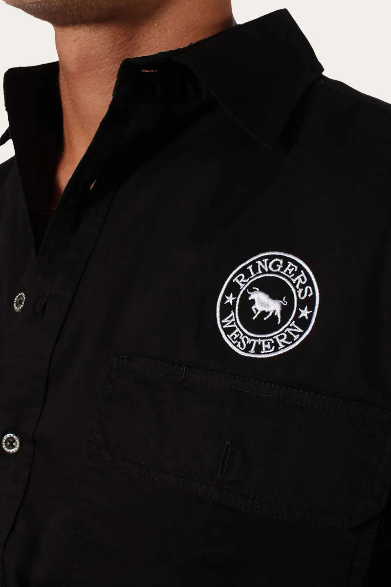Ringers Western - Hawkeye Full Button Mens Workshirt - Black & White
