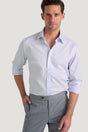 M.J. Bale - Hewitt Shirt - Dobby Weave - Lilac - MULTIBUY worn by a model, showcasing cotton fabric and tailored fit.