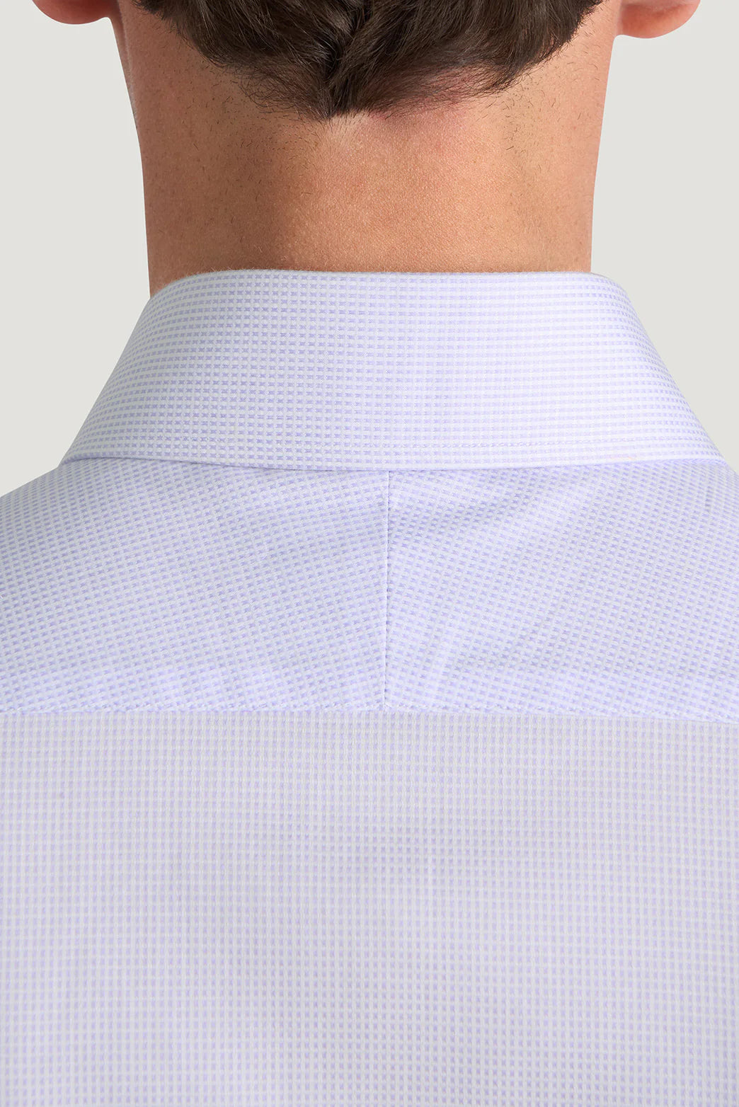 M.J. Bale - Hewitt Shirt - Dobby Weave - Lilac - MULTIBUY back view showcasing the collar and subtle texture.