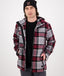 Swanndri - Hudson Wool Hoodie - Heritage Check - Grey & Red
