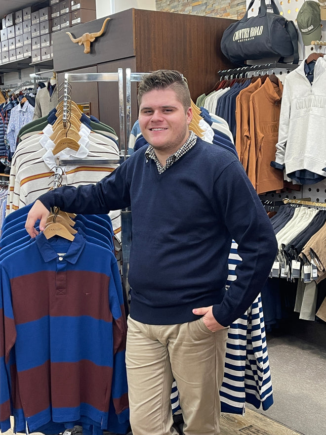 Ansett Clothing - Superwash V Neck Jumper Pullover Sweater - Navy