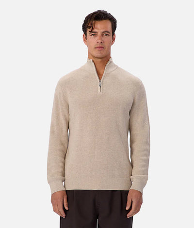 Industrie - The New England Zip Neck Knit - Grain Marle