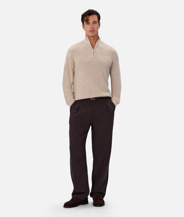 Industrie - The New England Zip Neck Knit - Grain Marle