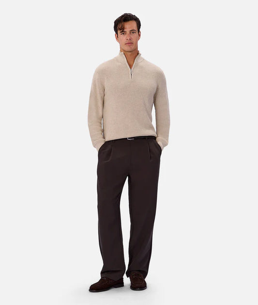 Industrie - The New England Zip Neck Knit - Grain Marle