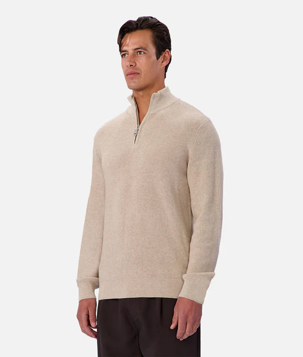 Industrie - The New England Zip Neck Knit - Grain Marle