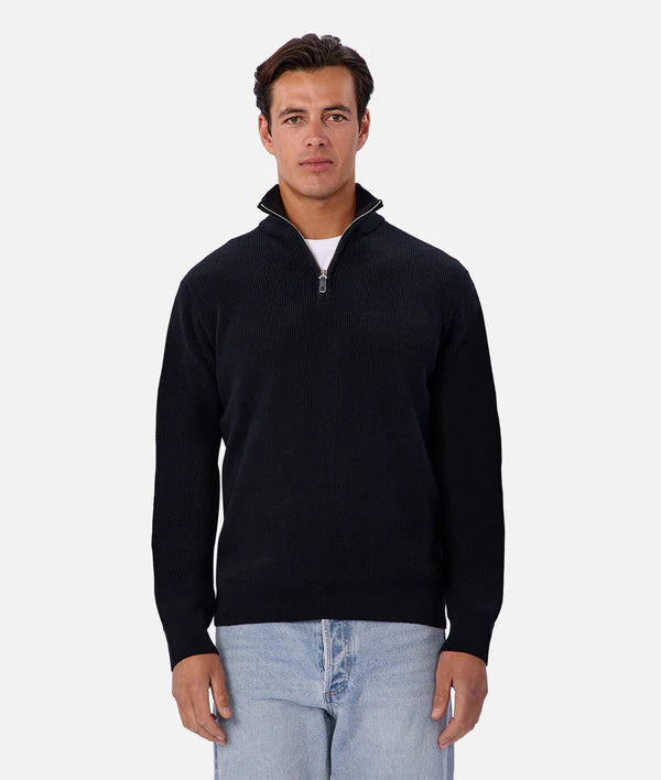 Industrie - The New England Zip Neck Knit - Naval