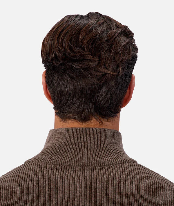 Industrie - The New England Zip Neck Knit - Wood Marle