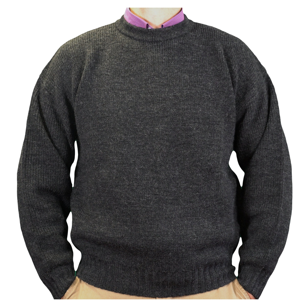 Ansett Clothing - Pure Wool Crew Neck Jumper - Charcoal