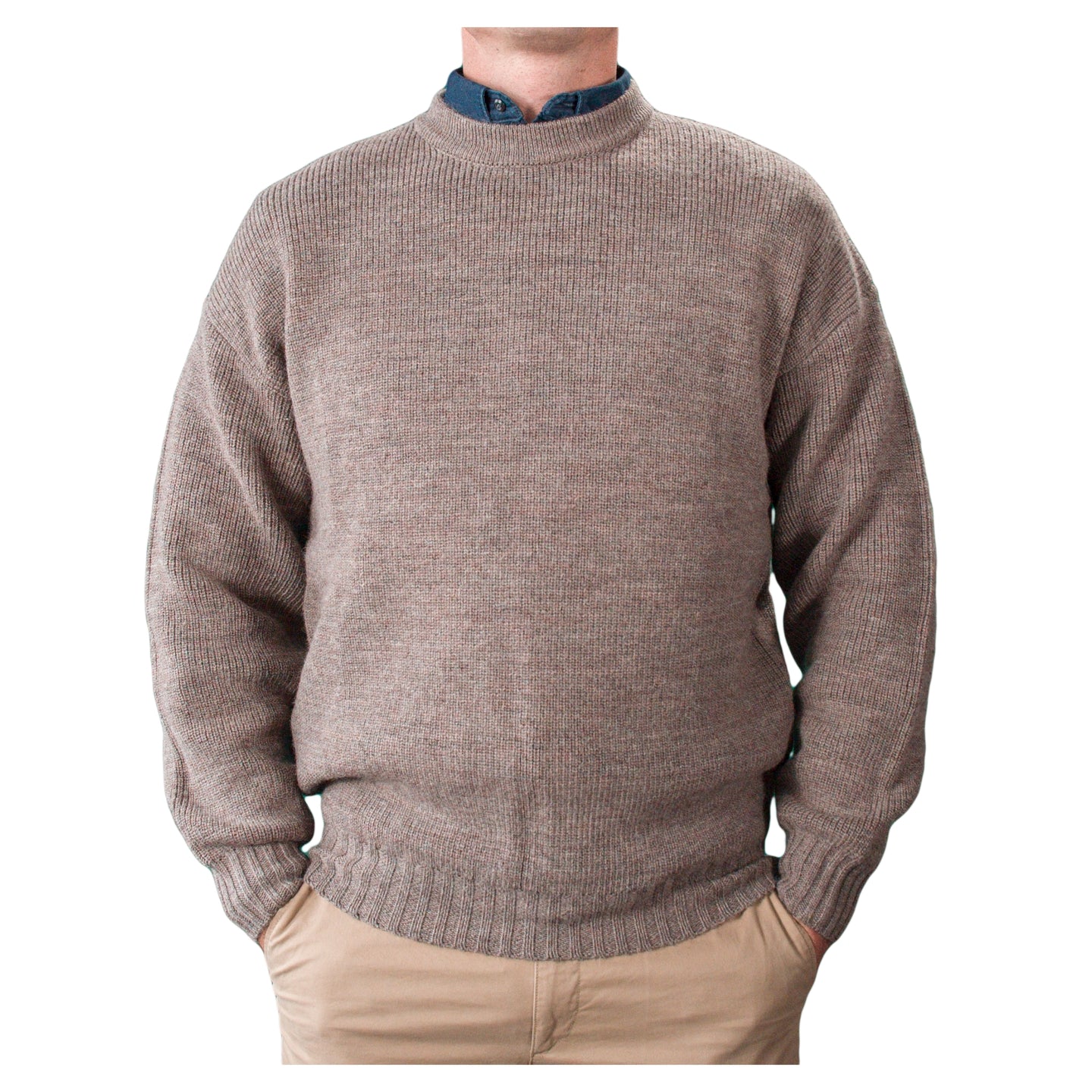 Ansett Clothing - Pure Wool Crew Neck Jumper - Wheat