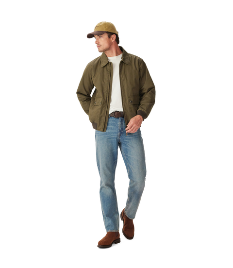 R.M.Williams - Mardan Twill Bomber Jacket - Removable Sherpa Collar - Dark Olive