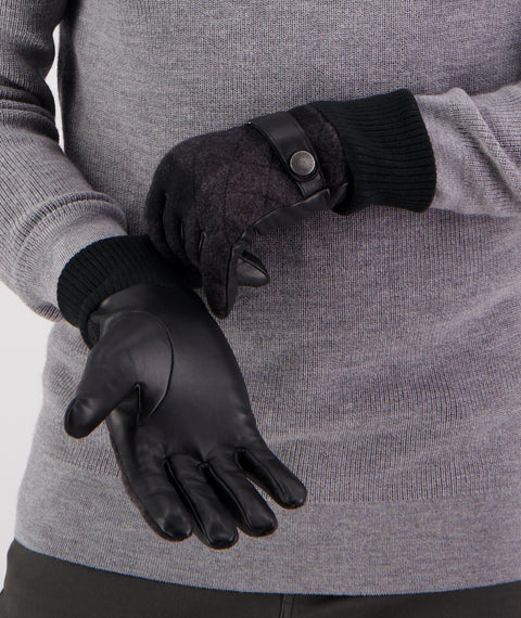 Swanndri - Jacks Point V2 Wool & PU Leather Glove - Black & Grey Check