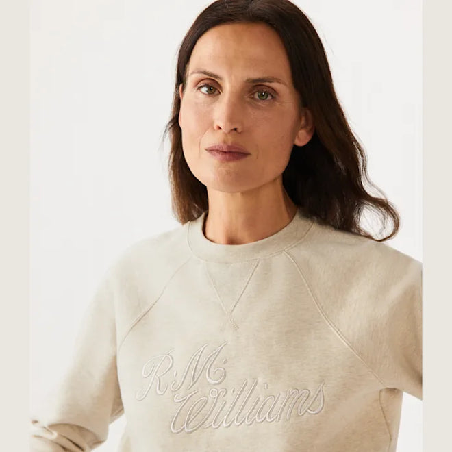 RM Williams - Womens Script Crew Neck Fleece Sweatshirt - Sand