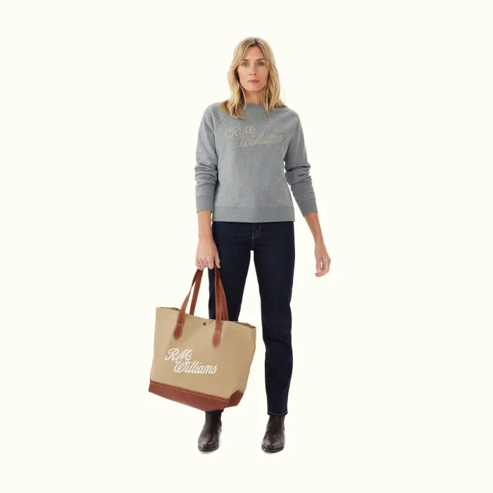R.M.Williams - Womens Script Crew Neck Sweater - Grey Marle