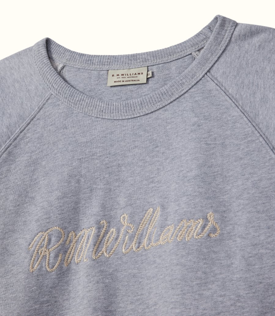 R.M. Williams Rope Raglan Crew - Grey Marle
