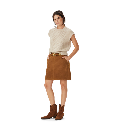 R.M.Williams Bower Merino Cable Sleeveless Knit - Oatmeal