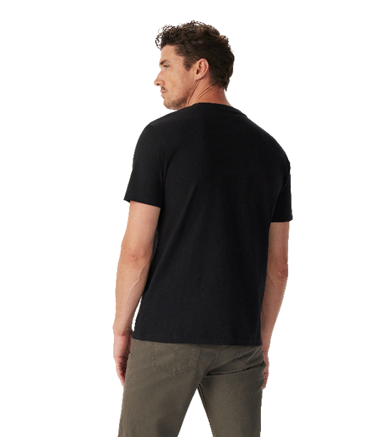 Man wearing a black t-shirt on a white background