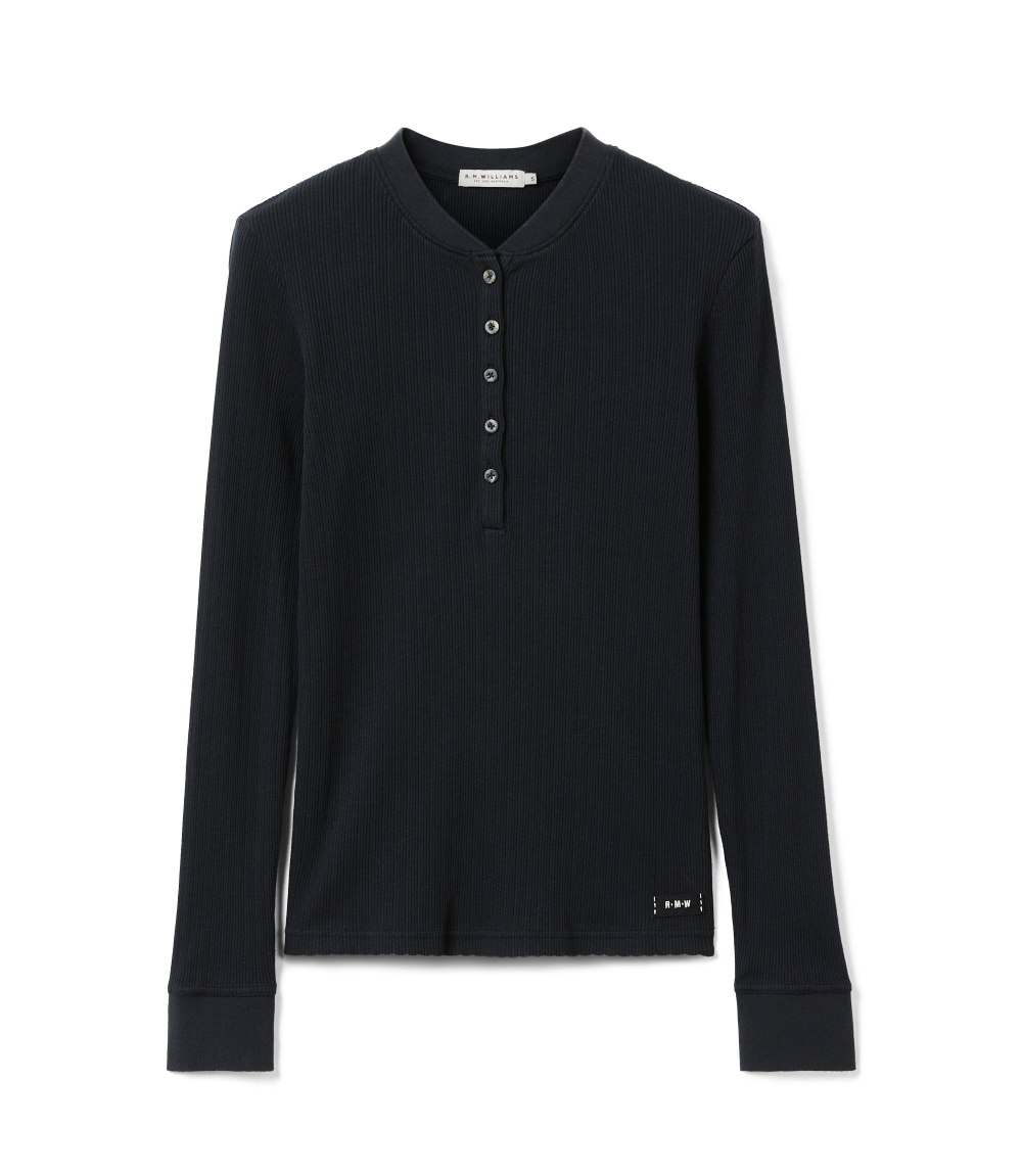 R.M.Williams - Avoca Ribbed Henley - Black