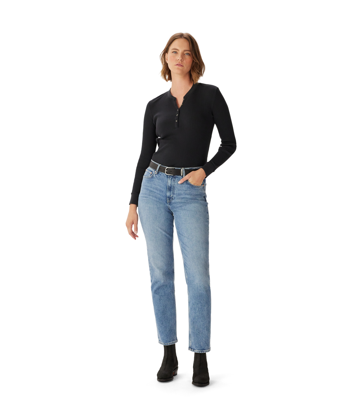 R.M.Williams - Avoca Ribbed Henley - Black