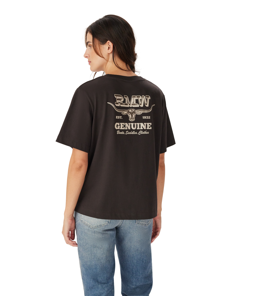 R.M.Williams - Louth Back Print T-Shirt - Dark Chocolate