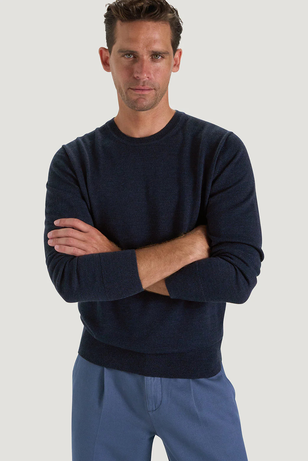 M.J. Bale - Sandringham Merino Crew Knit - Midnight Melange