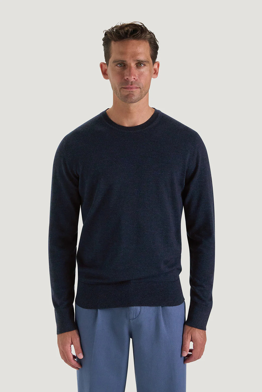 M.J. Bale - Sandringham Merino Crew Knit - Midnight Melange