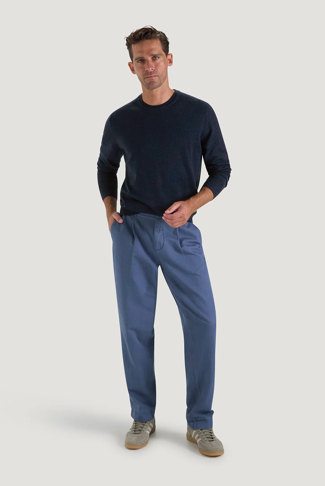 M.J. Bale - Sandringham Merino Crew Knit - Midnight Melange