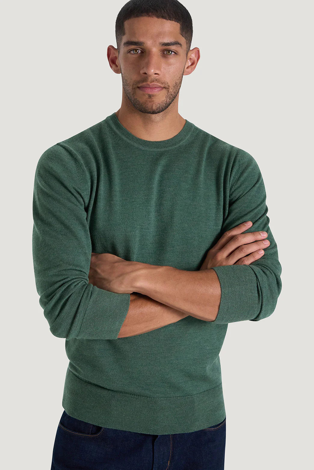 M.J. Bale - Sandringham Merino Crew Knit - Summit Green