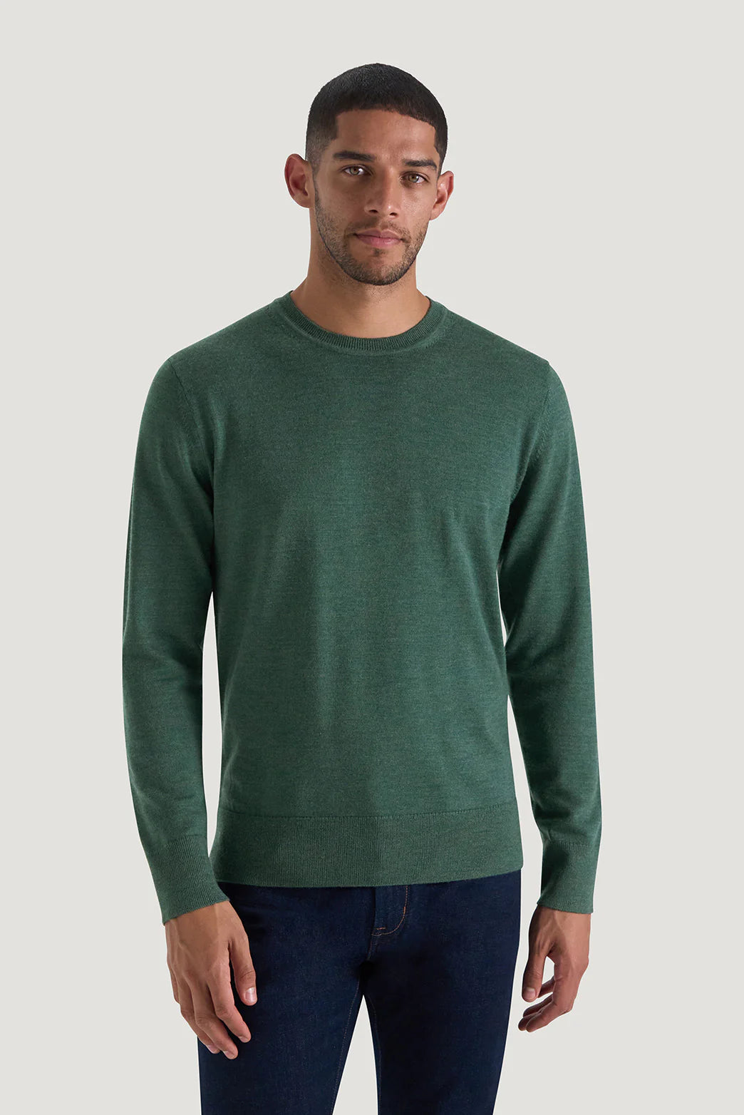 M.J. Bale - Sandringham Merino Crew Knit - Summit Green