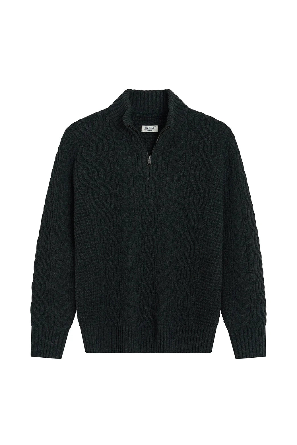 M.J. Bale - Bull Cable Half Zip Knit - Charcoal