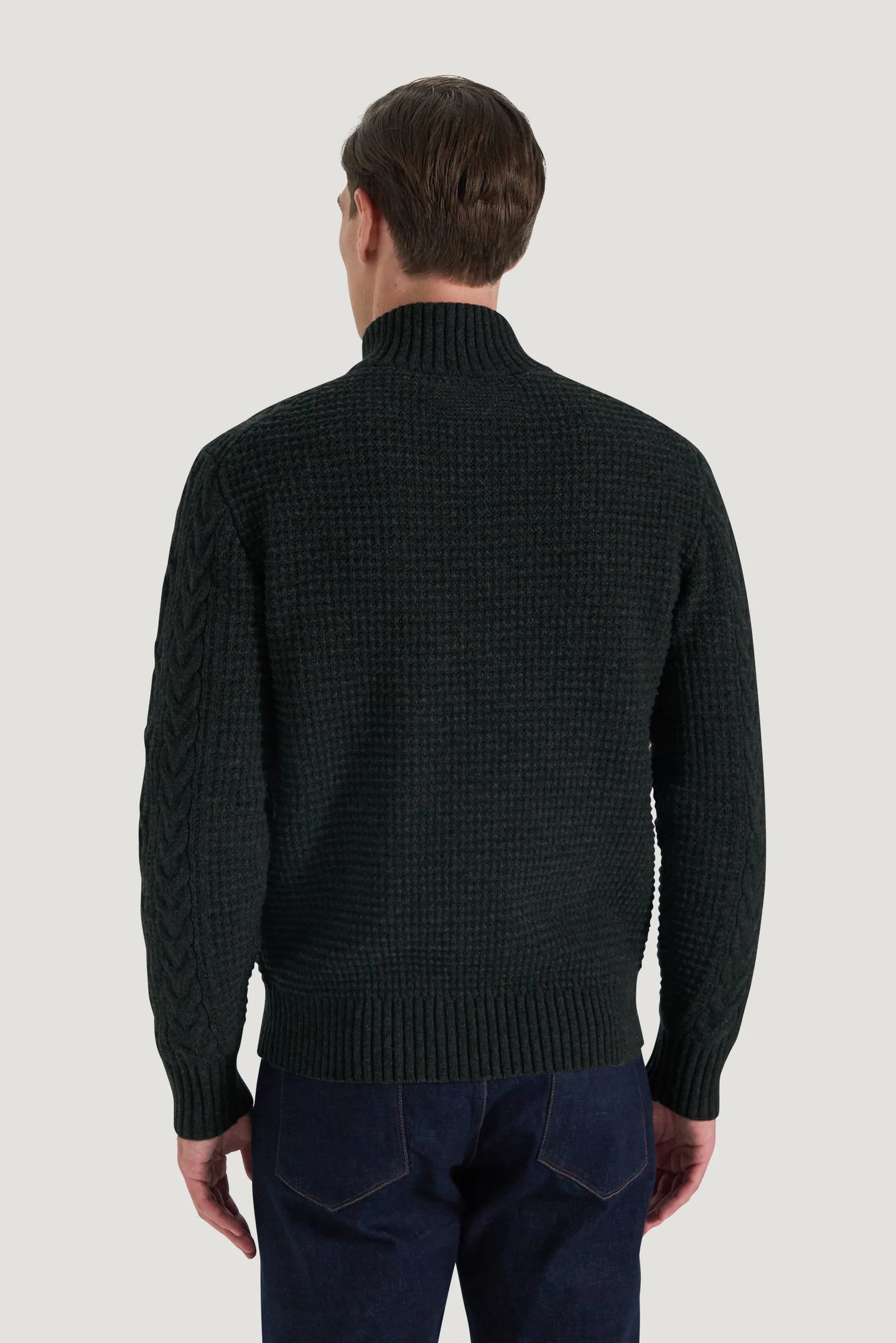M.J. Bale - Bull Cable Half Zip Knit - Charcoal