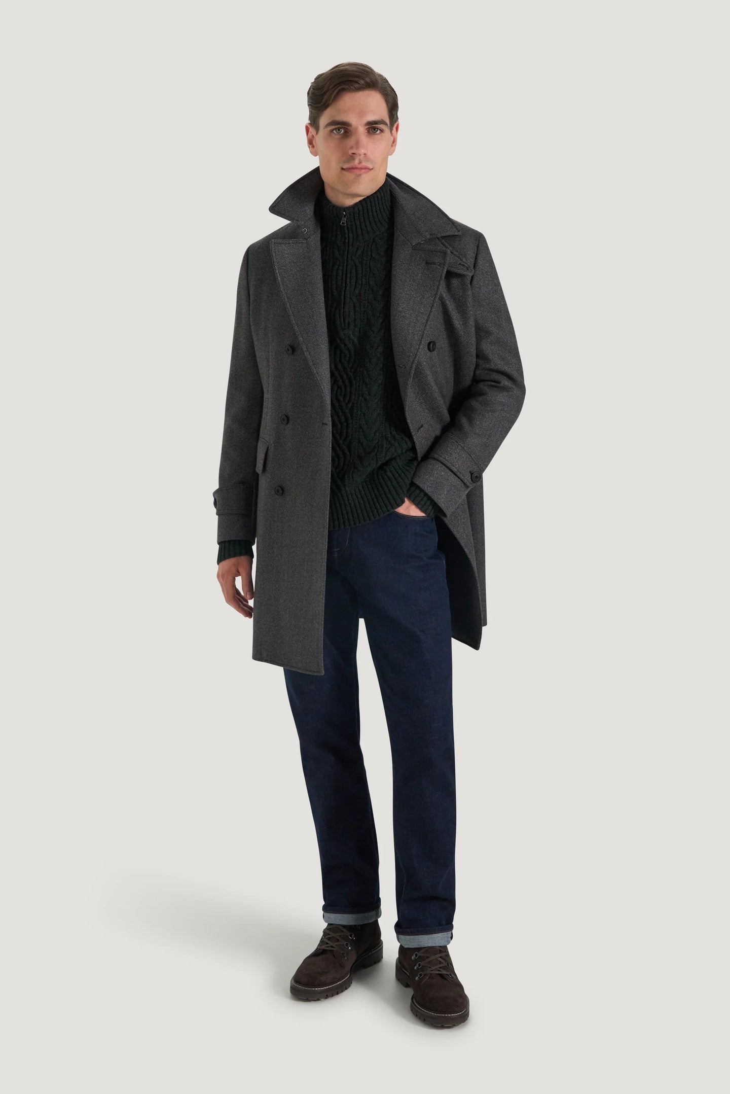 M.J. Bale - Bull Cable Half Zip Knit - Charcoal