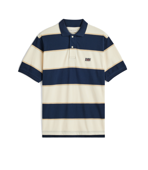 R.M.Williams -  Balmain Stripe Polo - Ecru Navy