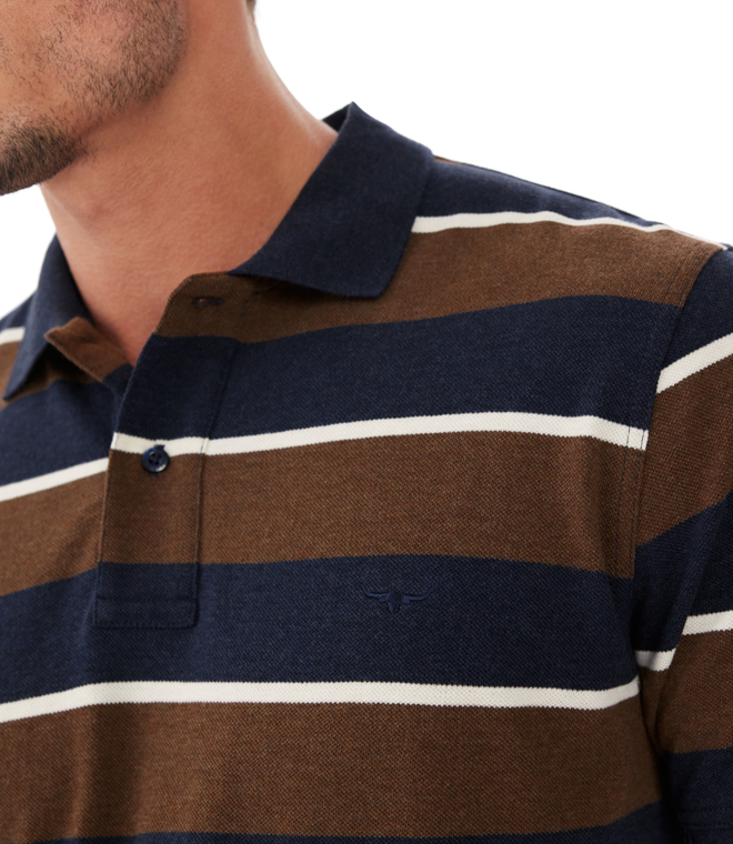 RM Williams - Rod Polo - Striped - Cream, Navy & Brown