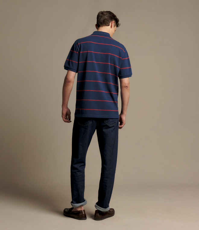 R.M.Williams -  Ashfield Stripe Polo - Vintage Blue