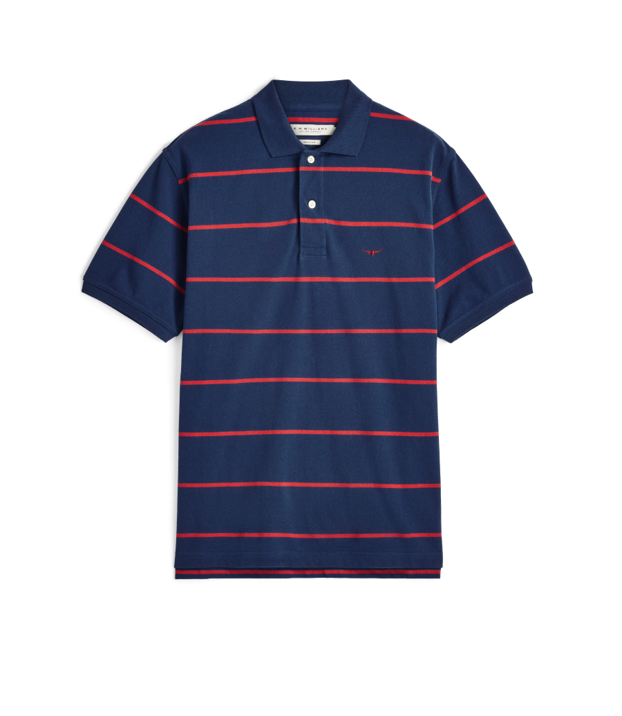 R.M.Williams -  Ashfield Stripe Polo - Vintage Blue