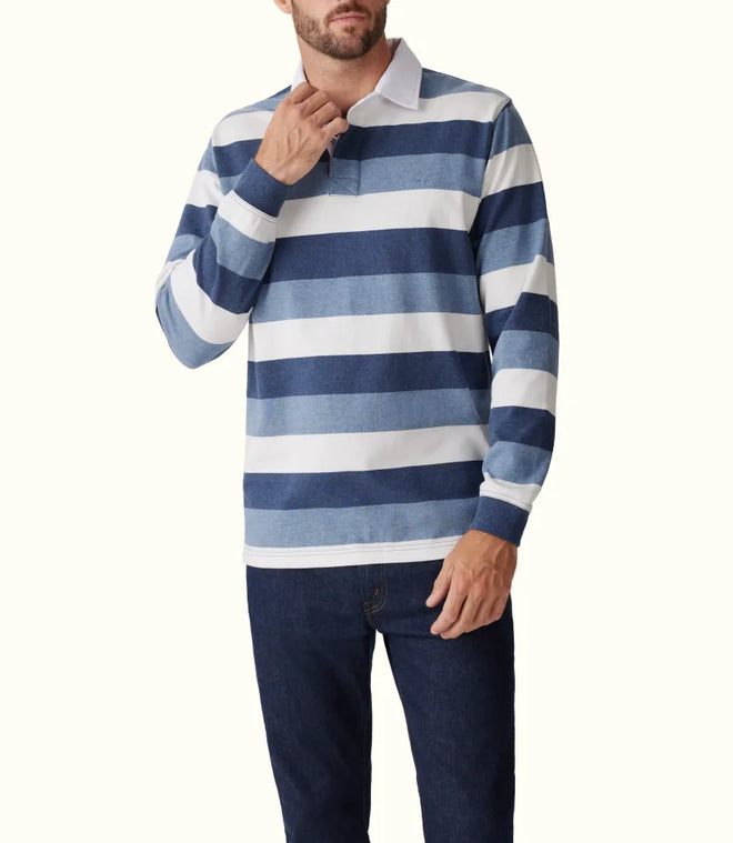 RM Williams - Tweedale Rugby - Striped - Blue, Navy, White