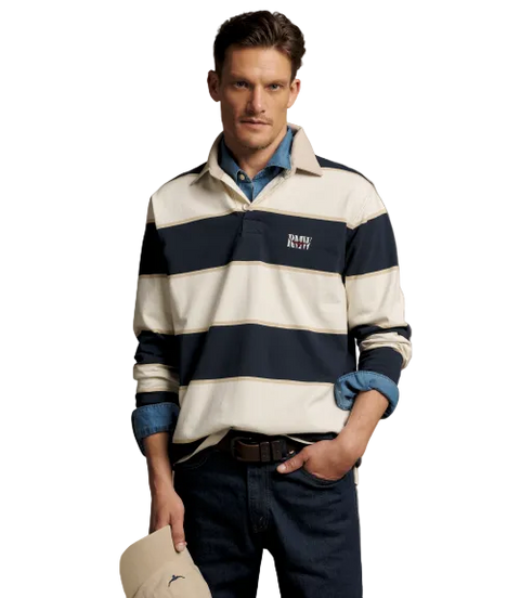 R.M.Williams -  Balmain Stripe Rugby - Ecru Navy