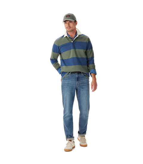 R.M.Williams - Jones Stripe Rugby - Ensign Blue/Spruce Green