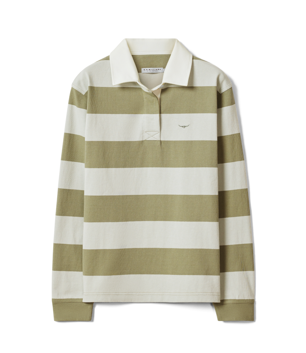 R.M.Williams - Narran Stripe Rugby - Lichen/Light Blue