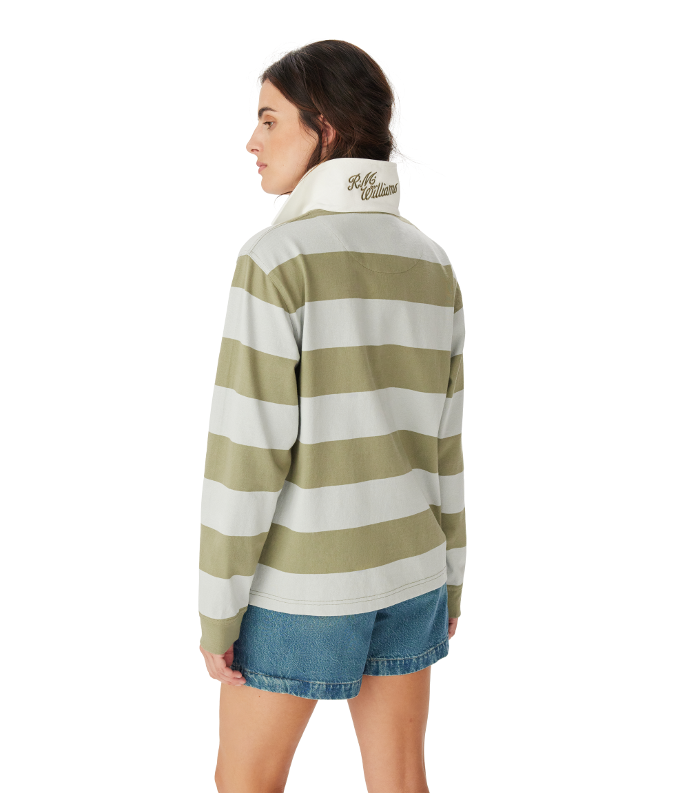 R.M.Williams - Narran Stripe Rugby - Lichen/Light Blue