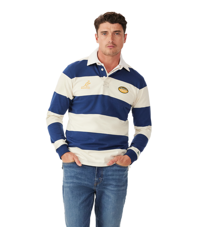 R.M.Williams - Wallabies 2025 Rugby Jumper - Royal Blue & Cream
