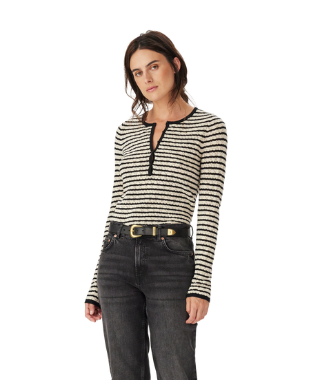 R.M.Williams - Clovelly Pointelle Knit - Black/Cream