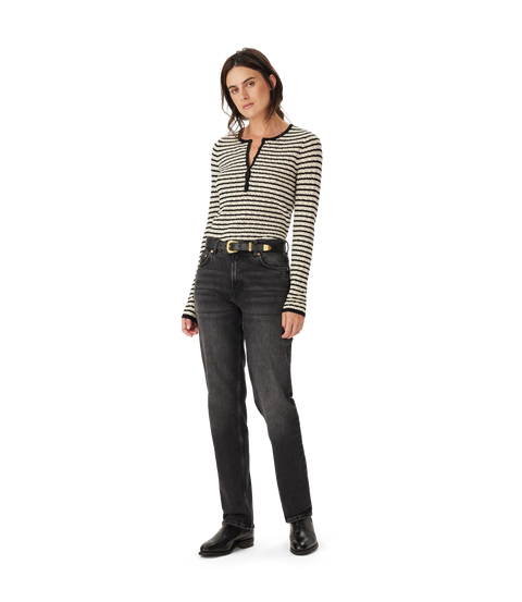 R.M.Williams - Clovelly Pointelle Knit - Black/Cream