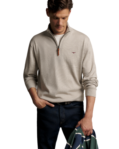 R.M.Williams - Ernest Quarter Zip Knit Jumper - Tan